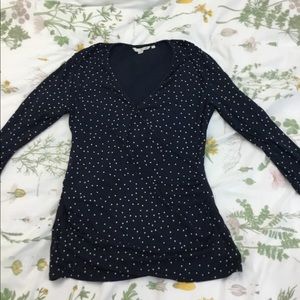 Boden Polka Dot Surplice Wrap Top
